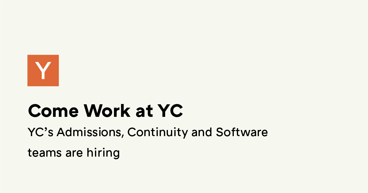 ADMISSIONS
 Admissions Associate: Twice a year, Y Combinator receives tens of thousands of applications from promising startups all around the world.